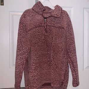 pink sherpa quarter zip